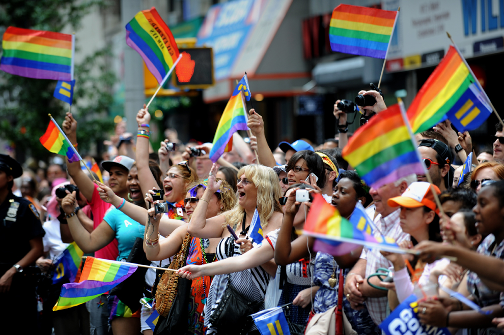 5. Spectatorscheer during the New York City gay pride march June 26, 2011. 