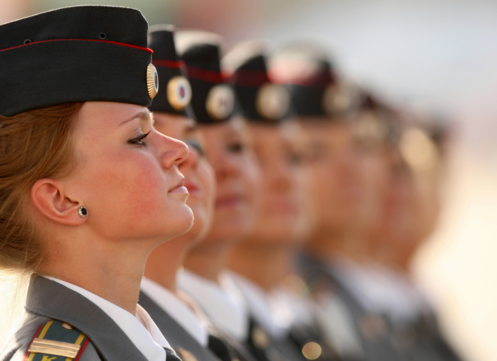 Russian Police Female Cadets March During The Nations Victory Day
